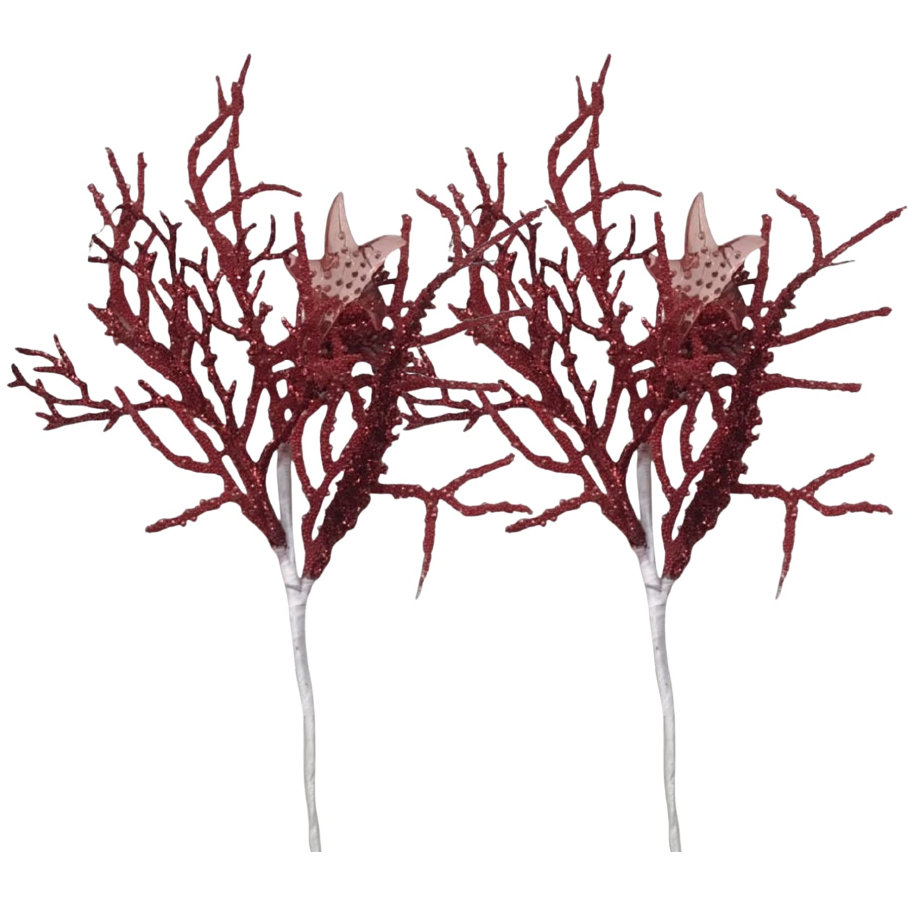Amazon.com: Needzo Coral Spray Christmas Tree Pick Ornament